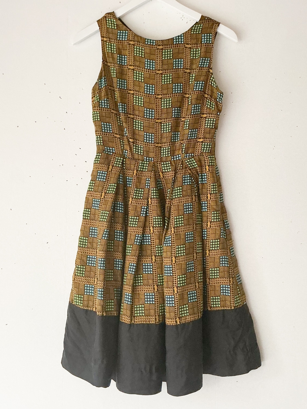 Girls From Savoy Anthropologie Silk Geometric Print Fit & Flare Dress Size 4P